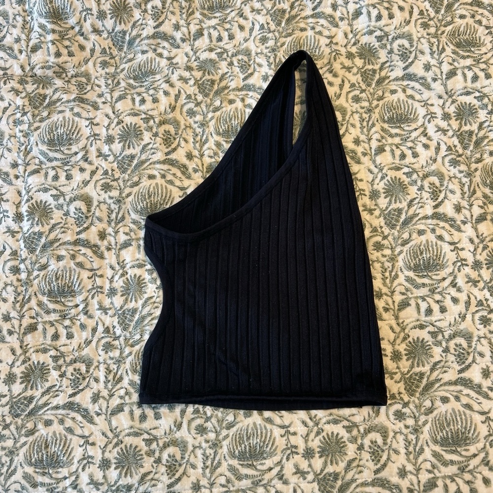 Urban Outfitters Black Ribbed Asymmetrical Tank